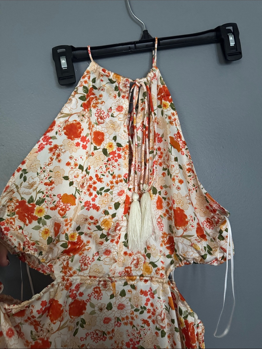 HYFVE Floral Halter Maxi Dress in Ivory and Orange - Picture 7 of 8
